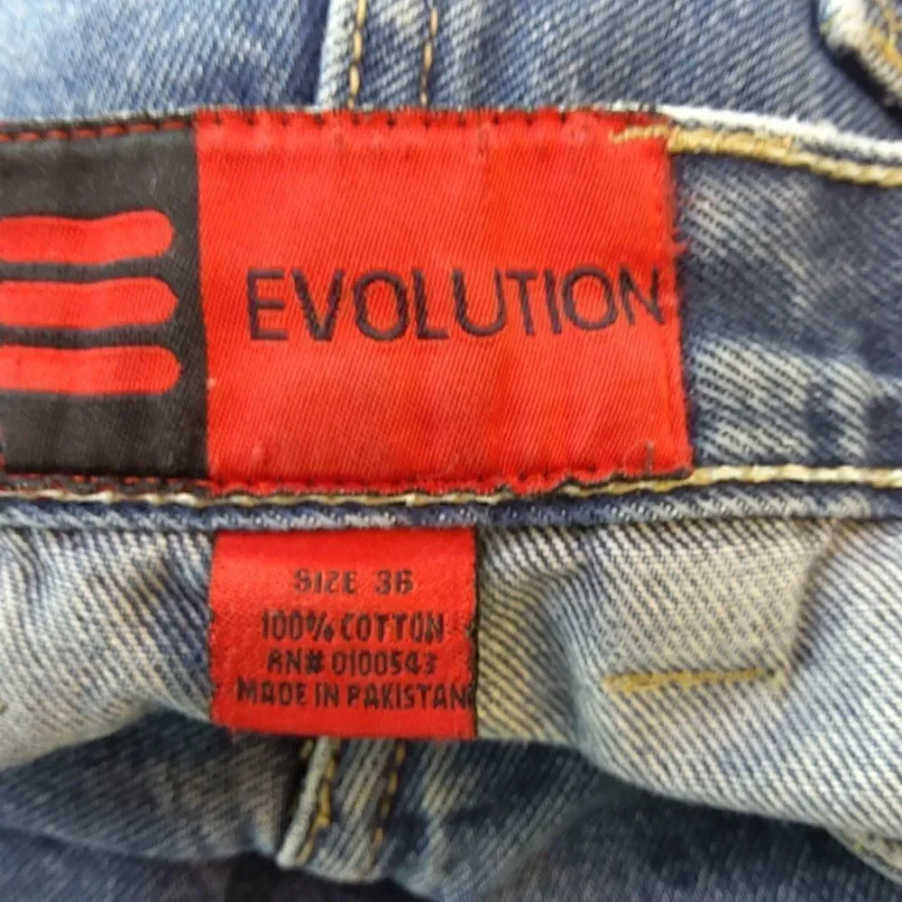 Evolution blue denim seven pocket carpenter shorts